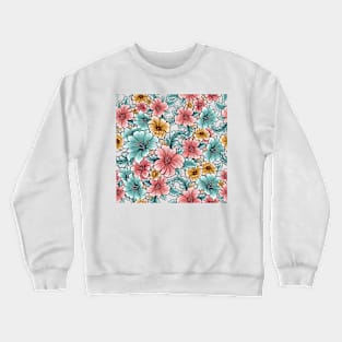 Hand drawn hibiscus flowers Crewneck Sweatshirt